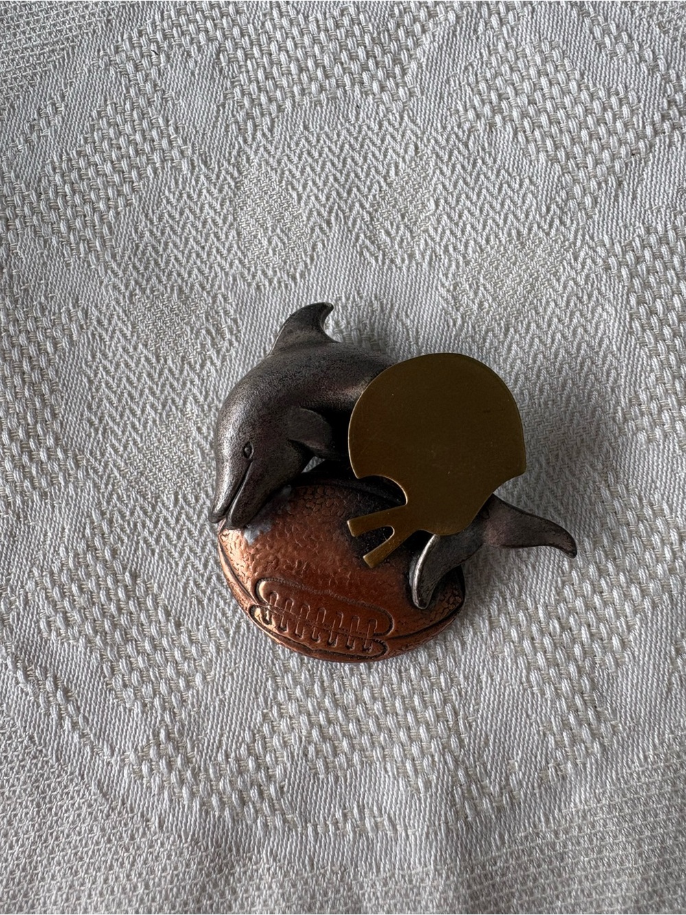 Dolphin pin Metal Lapel Pin - football tricolored metal pin / Miami Dolphins